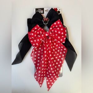 Minnie Mouse Polka Dot Red & Black Bow Hair Clips